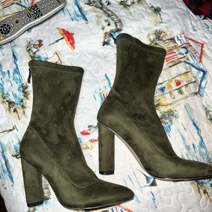 Army green ankle booties